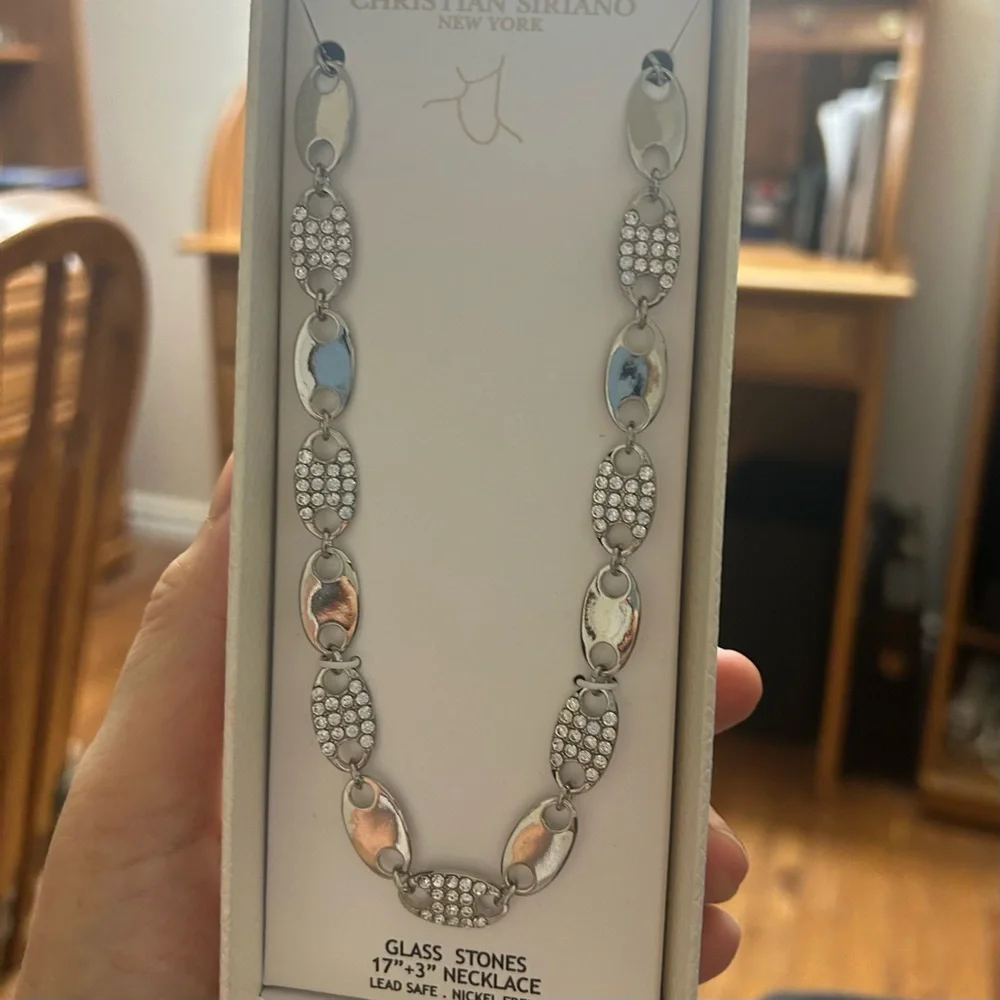 Christian Siriano Silver and Glass Stone Crystal Necklace - Picture 4 of 4